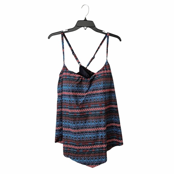 Dreamsuit Swimsuit Top Womens Plus 18W Navy Multicolorl Tankini Flowy Shelf Bra - Picture 1 of 6